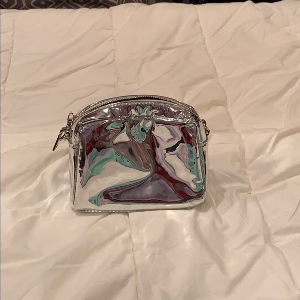 silver holographic crossbody